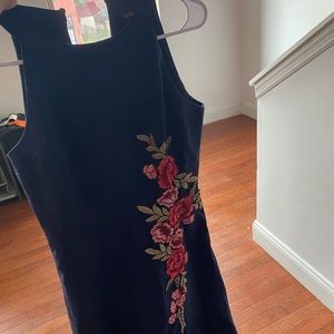 Navy blue dress with flowers